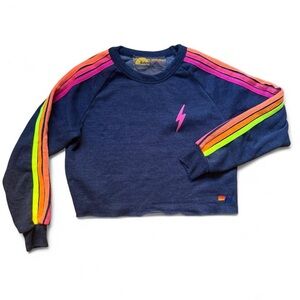 Aviator Nation Cropped Rainbow Bolt Sweatshirt – Size S $65
